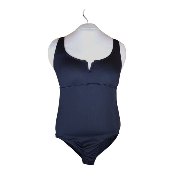 Anne Cole Black One-Piece Swimsuit Medium Adjustable Straps Keyhole Neckline - Picture 1 of 14